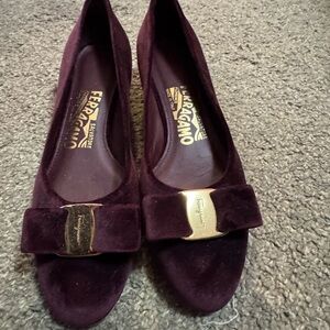Salvatore Ferragamo Women's Dark Purple Velvet Heels